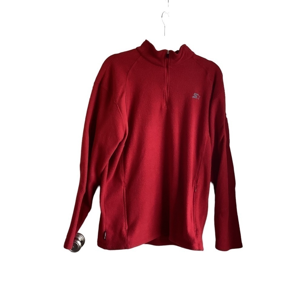 Starter Men’s Red Long Sleeve 1/4 Zip Fleece Pullover.  Size M